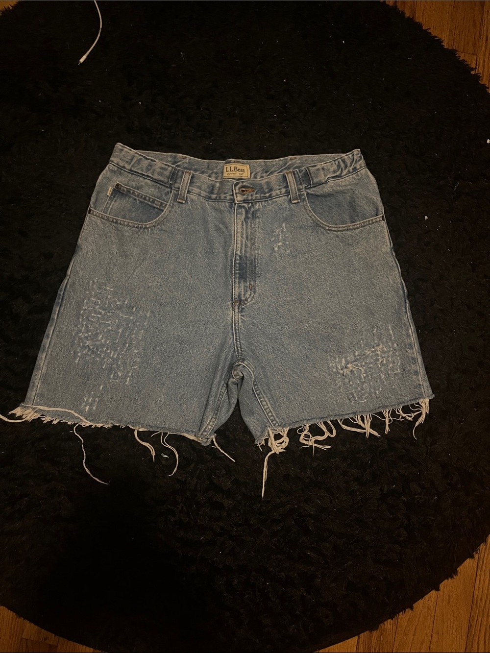 L.L. Bean Light Blue Distressed Denim Cutoff Shorts
